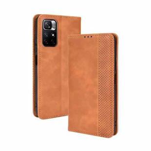 For Xiaomi Redmi Note 11 / Poco M4 Pro Magnetic Buckle Retro Texture Leather Case(Brown)