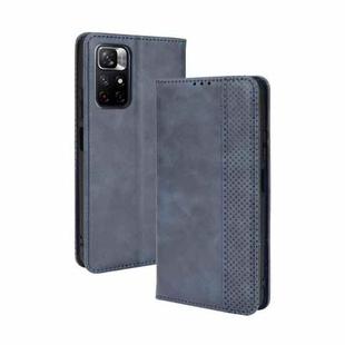 For Xiaomi Redmi Note 11 / Poco M4 Pro Magnetic Buckle Retro Texture Leather Case(Blue)