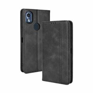 For Kyocera KY-51B Magnetic Buckle Retro Texture Leather Case(Black)