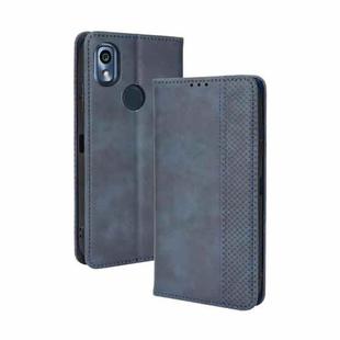 For Kyocera KY-51B Magnetic Buckle Retro Texture Leather Case(Blue)