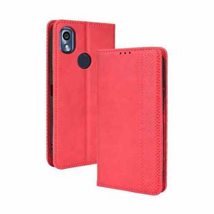 For Kyocera KY-51B Magnetic Buckle Retro Texture Leather Case(Red)