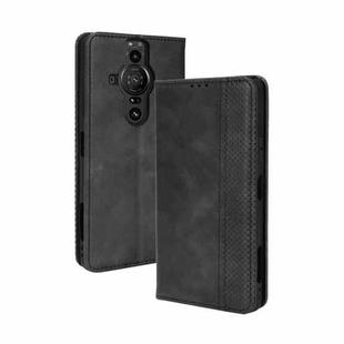 For Sony Xperia Pro-I Magnetic Buckle Retro Texture Leather Case(Black)