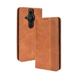 For Sony Xperia Pro-I Magnetic Buckle Retro Texture Leather Case(Brown)
