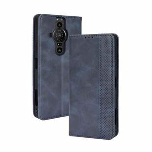 For Sony Xperia Pro-I Magnetic Buckle Retro Texture Leather Case(Blue)