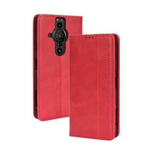 For Sony Xperia Pro-I Magnetic Buckle Retro Texture Leather Case(Red)
