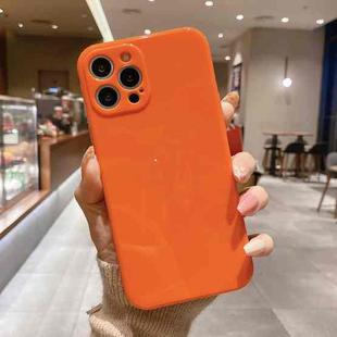 For iPhone 12 Glossy Straight-Edge TPU Phone Case(Orange)