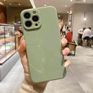For iPhone 12 Glossy Straight-Edge TPU Phone Case(Green)