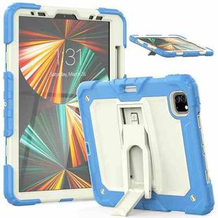 For iPad Pro 11 2022 / 2021 / 2020 / 2018 Silicone + PC Tablet Case with Holder(Light Blue)