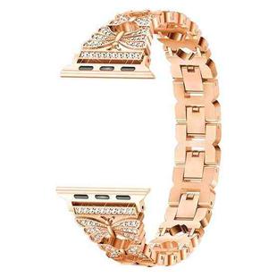 Stainless Steel Watch Band For Apple Watch Series 8&7 41mm / SE 2&6&SE&5&4 40mm / 3&2&1 38mm(Rose Gold)