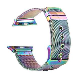 For Apple Watch Series 9&8&7 41mm / SE 3&SE 2&6&SE&5&4 40mm / 3&2&1 38mm Milanese Stainless Steel Double Buckle Watch Band(Colorful)