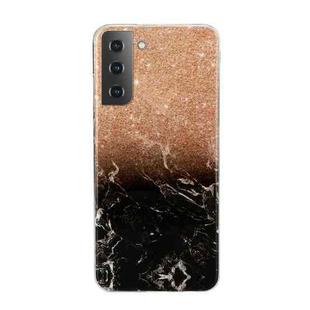 For Samsung Galaxy S22 5G Marble Pattern Soft TPU Phone Case(Black Gold)