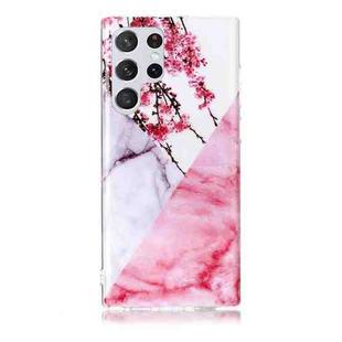 For Samsung Galaxy S22 Ultra 5G Marble Pattern Soft TPU Phone Case(Plum Blossom)