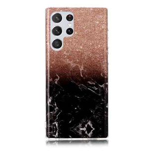 For Samsung Galaxy S22 Ultra 5G Marble Pattern Soft TPU Phone Case(Black Gold)