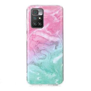 For Xiaomi Redmi 10 Marble Pattern Soft TPU Phone Case(Pink Green)