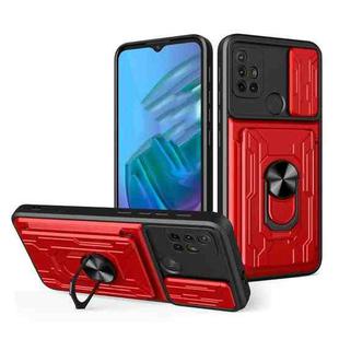 For Motorola Moto G30 Sliding Camshield Card Phone Case(Red)