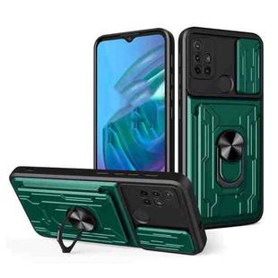 For Motorola Moto G30 Sliding Camshield Card Phone Case(Dark Green)