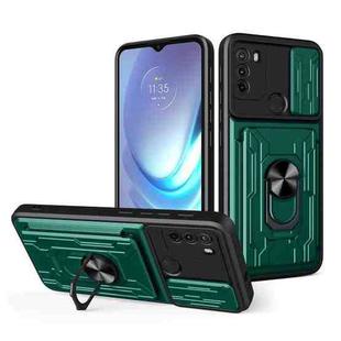 For Motorola Moto G50 Sliding Camshield Card Phone Case(Dark Green)