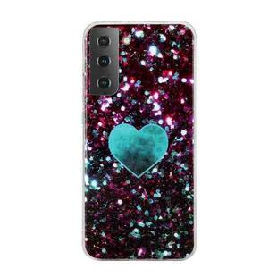 For Samsung Galaxy S22 5G Marble Pattern Soft TPU Phone Case(Green Love)