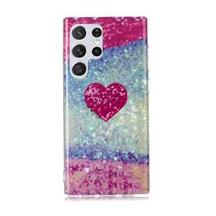 For Samsung Galaxy S22 Ultra 5G Marble Pattern Soft TPU Phone Case(Red Love)
