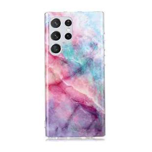 For Samsung Galaxy S22 Ultra 5G Marble Pattern Soft TPU Phone Case(Pink Green)