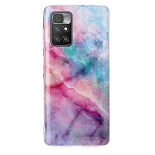 For Xiaomi Redmi 10 Marble Pattern Soft TPU Phone Case(Pink Green)
