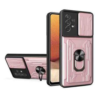 For Samsung Galaxy A33 5G Sliding Camshield Card Phone Case(Rose Gold)