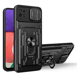 For Samsung Galaxy A22 5G Sliding Camshield Card Phone Case(Black)