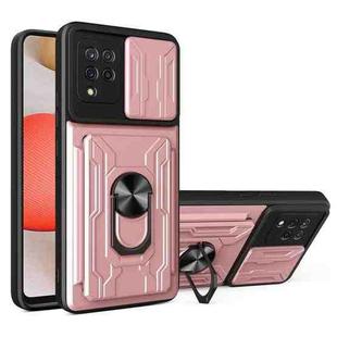 For Samsung Galaxy A42 5G Sliding Camshield Card Phone Case(Rose Gold)