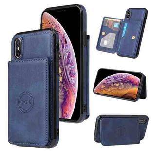 For iPhone X / XS Calf Texture Magnetic Case(Blue)