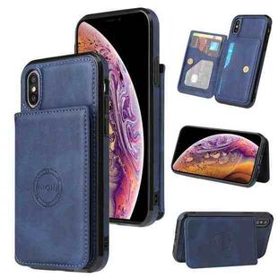 For iPhone XR Calf Texture Magnetic Case(Blue)