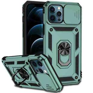 For iPhone 12 Pro Max Sliding Camshield Holder Phone Case(Dark Green)