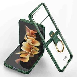 For Samsung Galaxy Z Flip3 5G GKK Phantom Electroplating Phone Case with Ring(Dark Green)