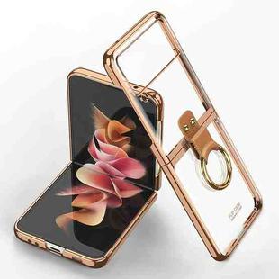 For Samsung Galaxy Z Flip3 5G GKK Phantom Electroplating Phone Case with Ring(Gold)