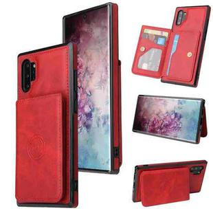 For Samsung Galaxy Note10+ Calf Texture Magnetic Card Bag PU Phone Case(Red)