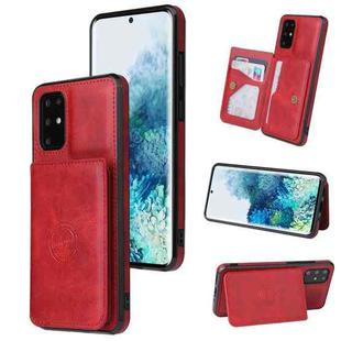 For Samsung Galaxy Note20 Calf Texture Magnetic Card Bag PU Phone Case(Red)