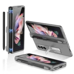 For Samsung Galaxy Z Fold3 5G GKK Magnetic Full Coverage Phone Flip Case with Pen Slot(Grey)