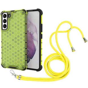 For Samsung Galaxy S22+ 5G Lanyard Honeycomb PC + TPU Case(Green)