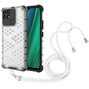 For OPPO Realme Narzo 50A Lanyard Honeycomb PC + TPU Case(White)