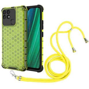 For OPPO Realme Narzo 50A Lanyard Honeycomb PC + TPU Case(Green)