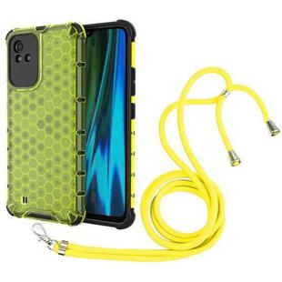 For OPPO Realme Narzo 50 4G Lanyard Honeycomb PC + TPU Case(Green)