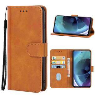 Leather Phone Case For Motorola Moto G51 5G(Brown)