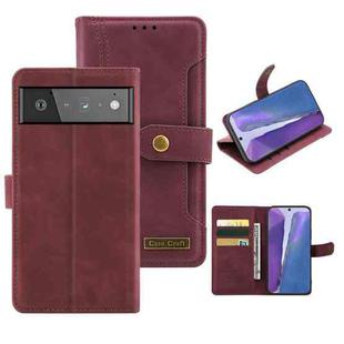 For Google Pixel 6 Pro Copper Buckle Leather Phone Case(Maroon)