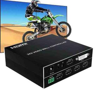 1080P 2 x 2 HDMI + DVI to 4 HDMI Ports Video Wall Controller(Black)