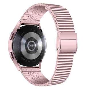 For Samsung Galaxy Watch4 40mm Double Safety Buckle Steel Watch Band (Rose Pink)