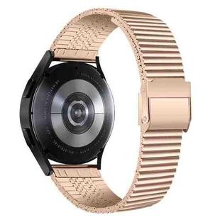 For Samsung Galaxy Watch4 44mm Double Safety Buckle Steel Watch Band(Rose Gold)