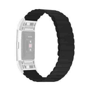For Fitbit Charge 2 Silicone Magnetic Watch Band(Black)