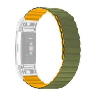 For Fitbit Charge 2 Silicone Magnetic Watch Band(Army Green)