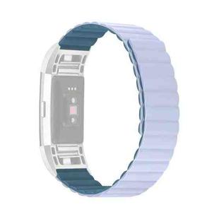 For Fitbit Charge 2 Silicone Magnetic Watch Band(Peacock Blue)