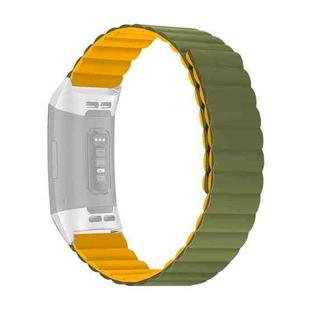 For Fitbit Charge 3 / 4 Silicone Magnetic Watch Band(Army Green)