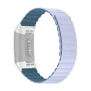 For Fitbit Charge 3 / 4 Silicone Magnetic Watch Band(Peacock Blue)